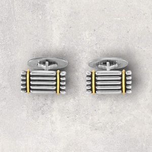 GEORG JENSEN Sterling Silver 18K Gold Cufflinks No. 156 Designed by Lene Munthe